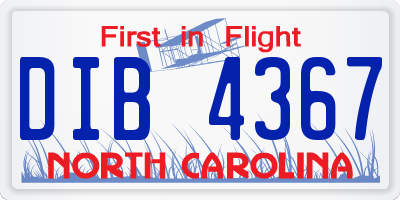 NC license plate DIB4367