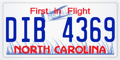 NC license plate DIB4369