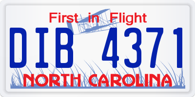 NC license plate DIB4371