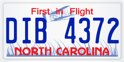 NC license plate DIB4372