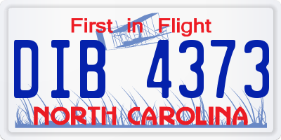 NC license plate DIB4373