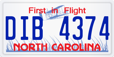 NC license plate DIB4374
