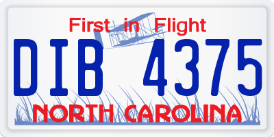 NC license plate DIB4375