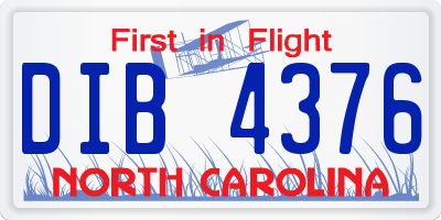 NC license plate DIB4376