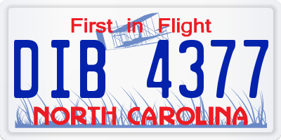NC license plate DIB4377