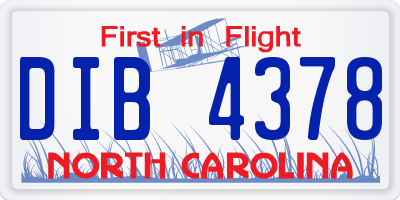 NC license plate DIB4378