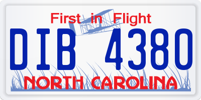 NC license plate DIB4380