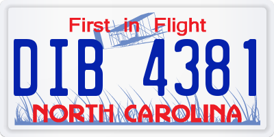 NC license plate DIB4381