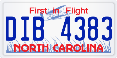 NC license plate DIB4383