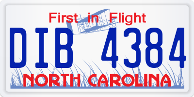 NC license plate DIB4384
