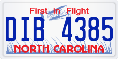 NC license plate DIB4385