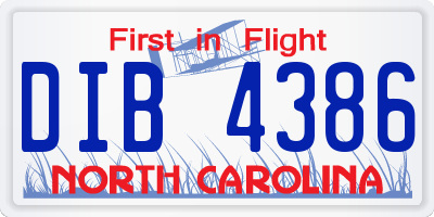 NC license plate DIB4386