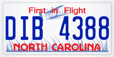 NC license plate DIB4388