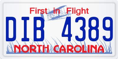 NC license plate DIB4389