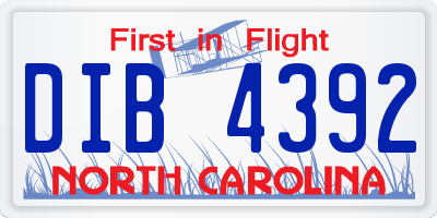 NC license plate DIB4392