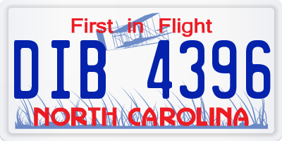 NC license plate DIB4396