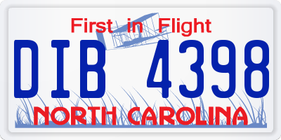 NC license plate DIB4398