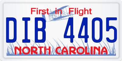 NC license plate DIB4405