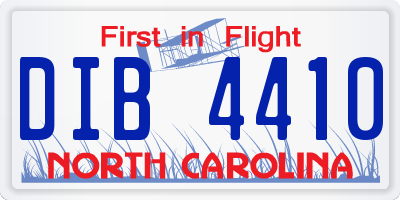NC license plate DIB4410