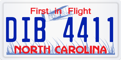 NC license plate DIB4411