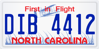 NC license plate DIB4412