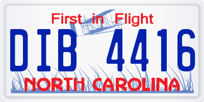 NC license plate DIB4416