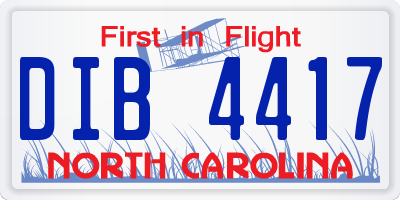 NC license plate DIB4417