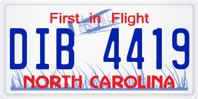 NC license plate DIB4419