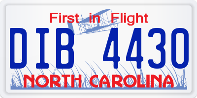 NC license plate DIB4430