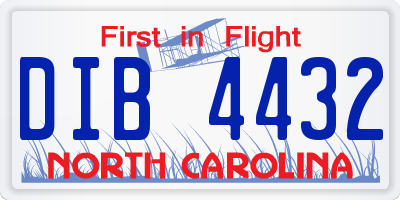 NC license plate DIB4432