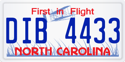 NC license plate DIB4433