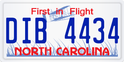 NC license plate DIB4434