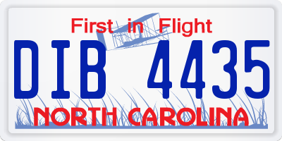 NC license plate DIB4435