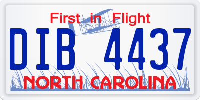NC license plate DIB4437