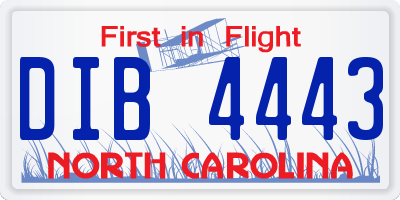 NC license plate DIB4443