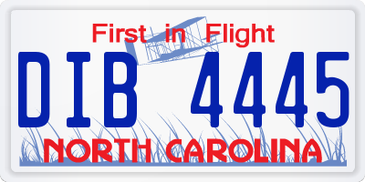 NC license plate DIB4445