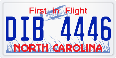 NC license plate DIB4446