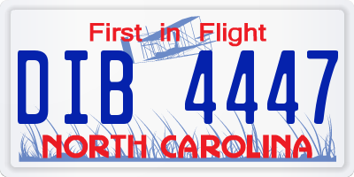 NC license plate DIB4447