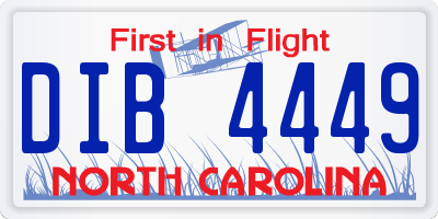 NC license plate DIB4449
