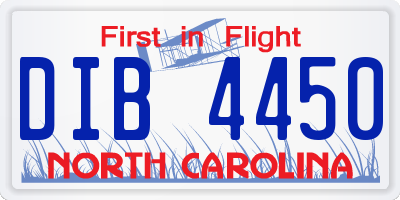 NC license plate DIB4450