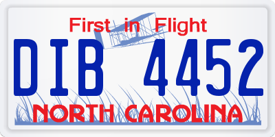 NC license plate DIB4452