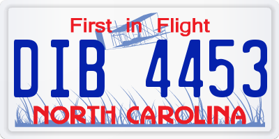 NC license plate DIB4453