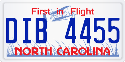 NC license plate DIB4455