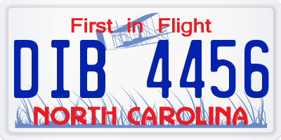 NC license plate DIB4456
