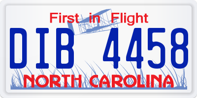 NC license plate DIB4458