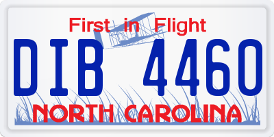 NC license plate DIB4460