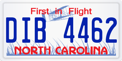 NC license plate DIB4462