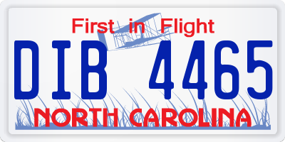 NC license plate DIB4465