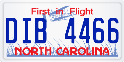 NC license plate DIB4466