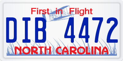 NC license plate DIB4472